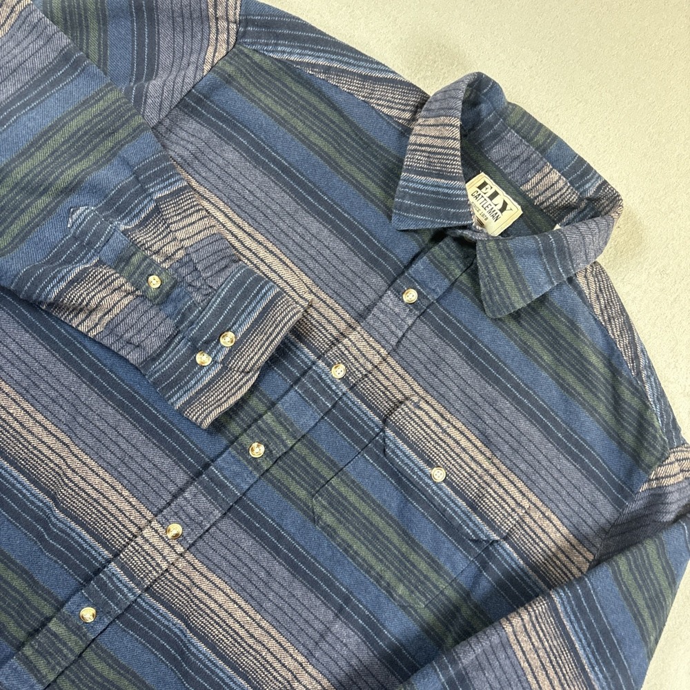 Ely Mens Western Shirt Medium Blue Southwestern Print Chore Shacket
